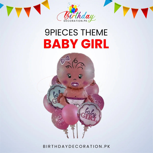 Baby Girl 9 Pcs Theme birthdaydecoration.pk