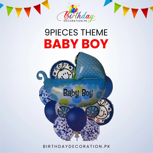 Baby Boy 9 Pcs Theme birthdaydecoration.pk