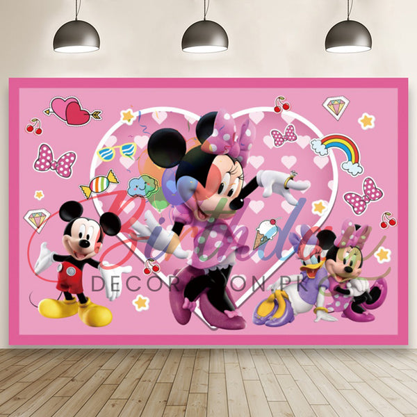 Mickey And Minnie Birthday BackDrop Banner