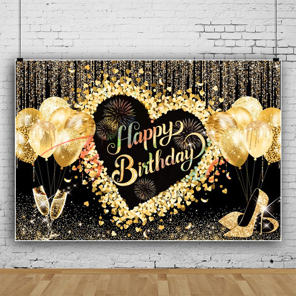 Black & Golden Birthday Backdrop