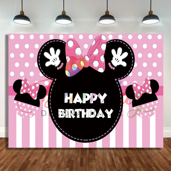 Pink and White Dots Birthday Backdrop