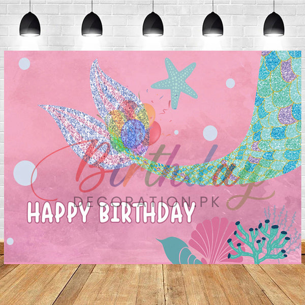 Long Mermaid Tail Birthday Backdrop