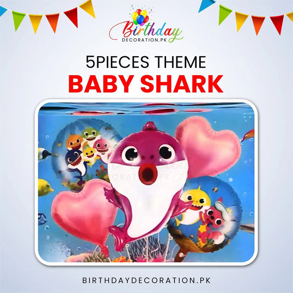 Baby Shark 5 Pcs Theme birthdaydecoration.pk