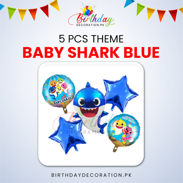 5 Pcs Baby Shark Theme Foil Balloon