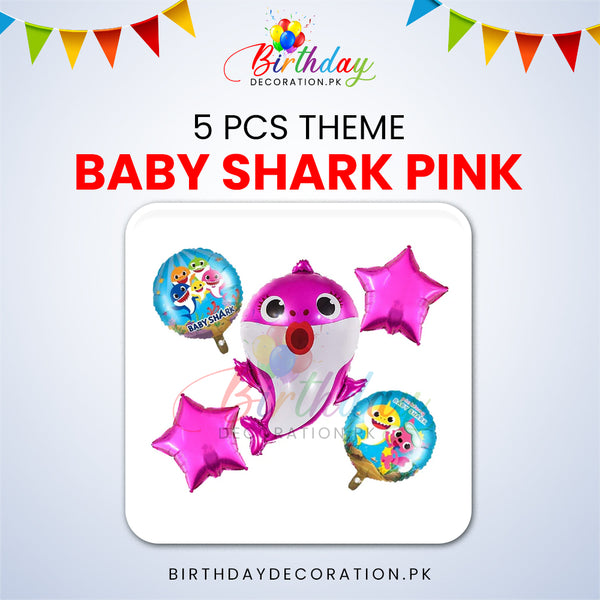 5 Pcs Baby Shark Theme Foil Balloon