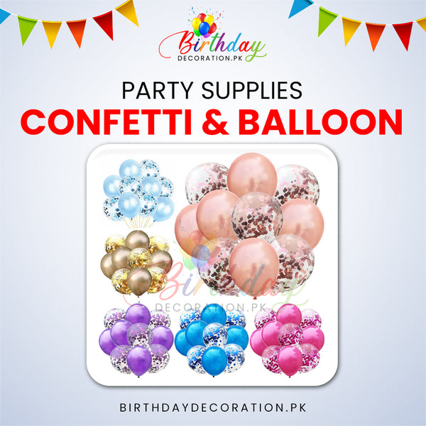 12'' Metallic Colors Confetti & Latex Balloons