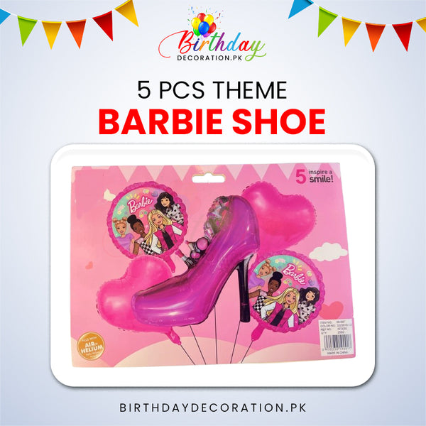 5 Pcs Barbie Shoe Foil Balloon