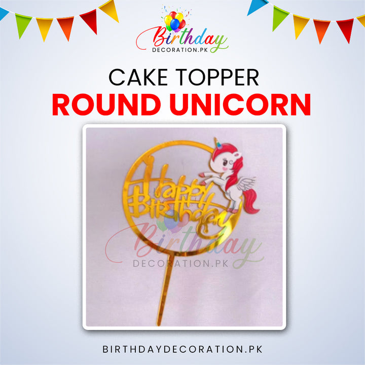 Round Unicorn Cake Topper