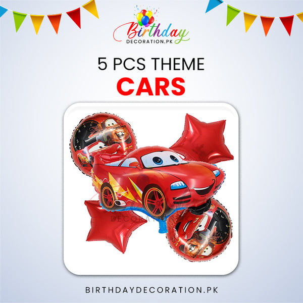 CARS 5 Pcs Theme Foil Balloon