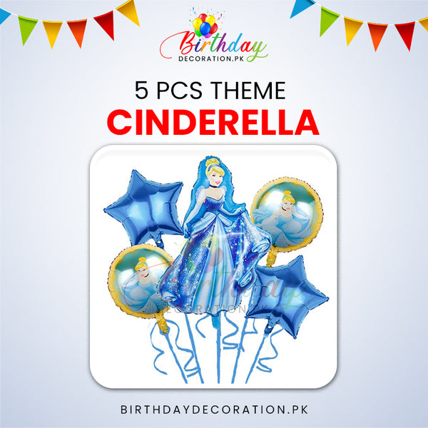 Cinderella 5 Pcs Theme Foil Balloon