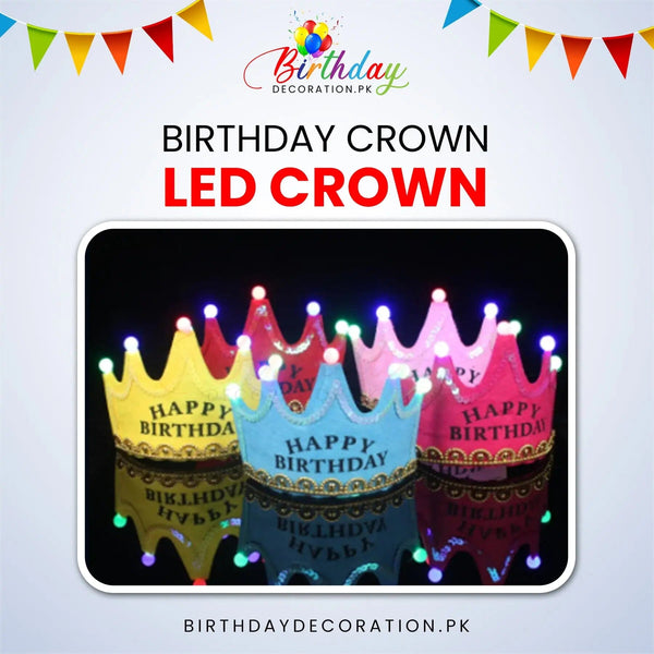 Happy Birthday LED Crown Cap birthdaydecoration.pk