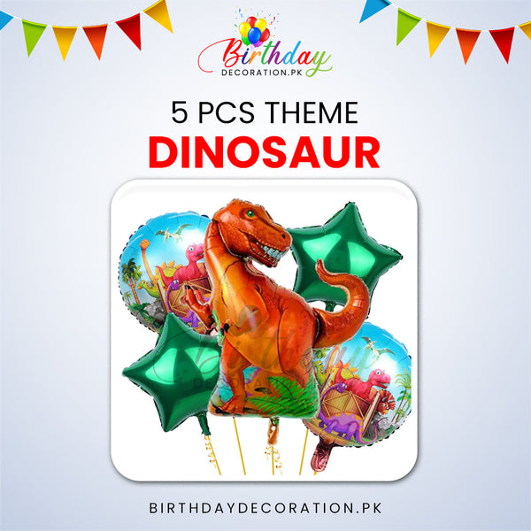 5 Pcs Dinosaur Theme Foil Balloon