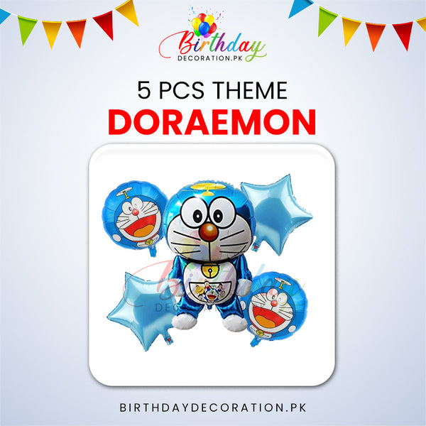 5 Pcs Doraemon Theme Foil Balloon