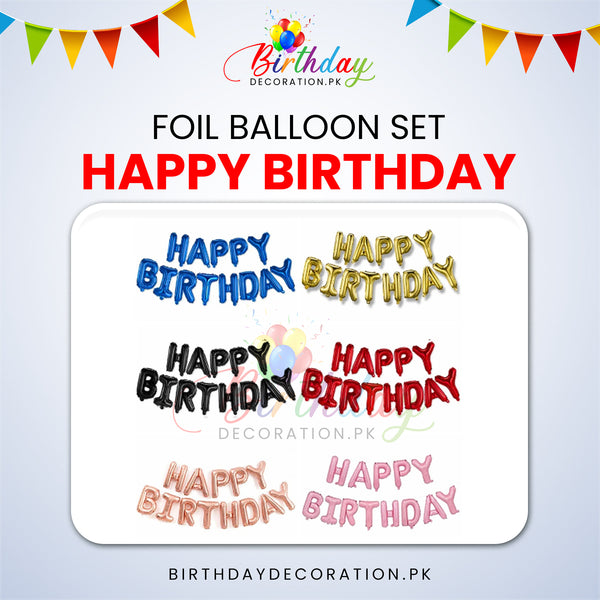 Happy Birthday Foil Banner Set birthdaydecoration.pk