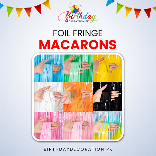 Macaron Foil Fringe Backdrop – Stunning Party Decoration for Birthdays, Weddings, and Events