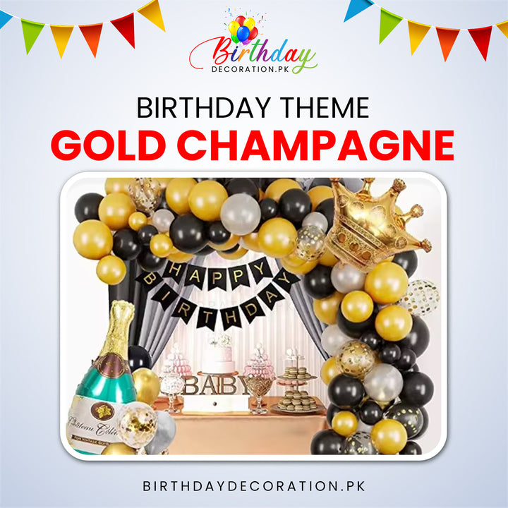 Golden Champange Birthday Theme For Birthday Party birthdaydecoration.pk