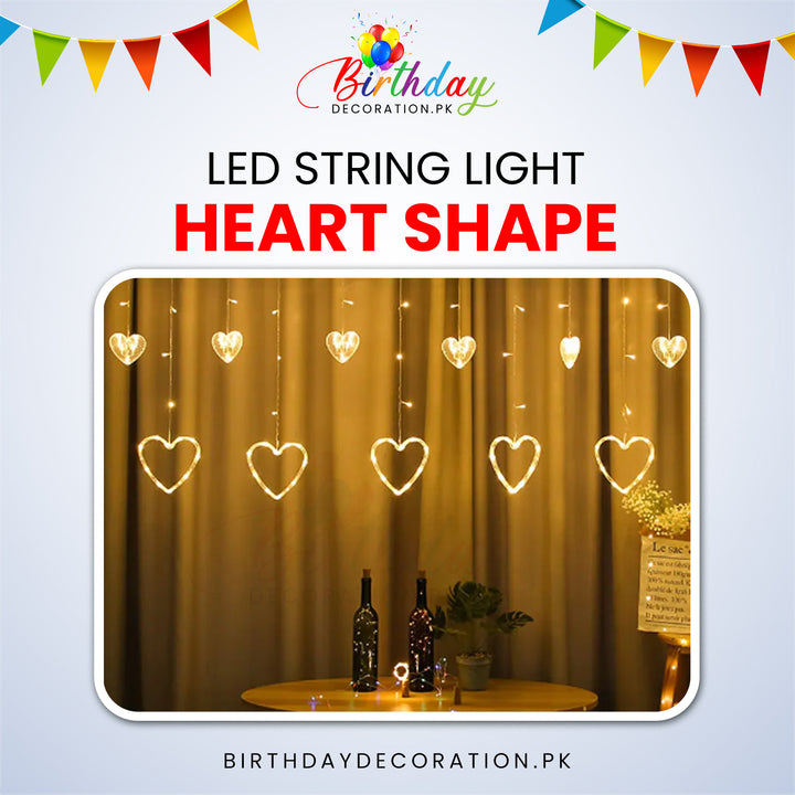 Heart Shape Curtain Fairy Light 12' Feet - 220 V Plug Operated My Store