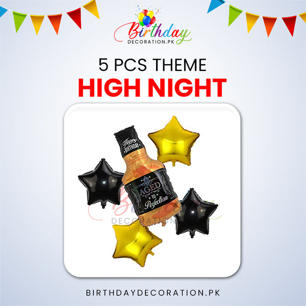 5 Pcs High Night Theme Foil Balloon