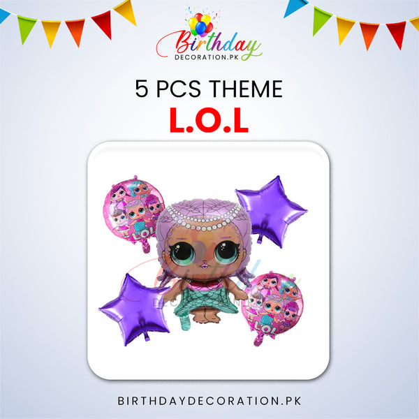 5 Pcs L.O.L Theme Foil Balloon