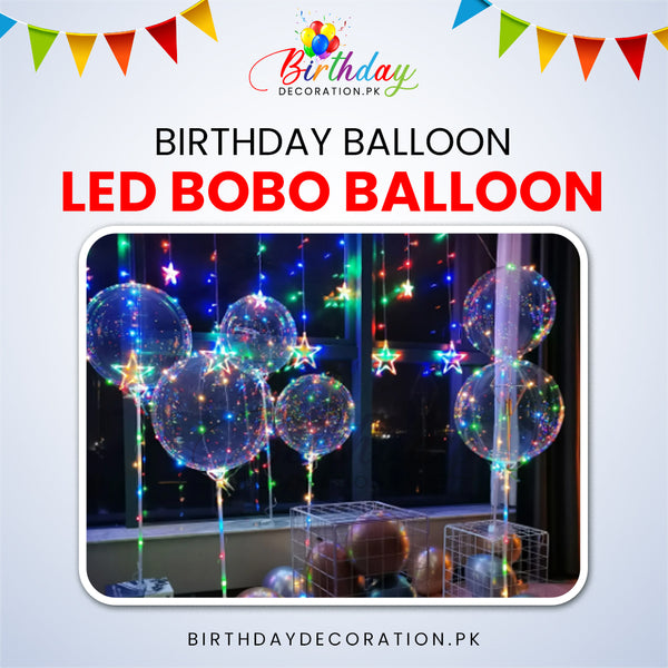 Luminous Bobo Balloons LED Clear Inflatable Helium Balloons with Sticks Wedding Birthday Party Decorations Kids Lights Toys