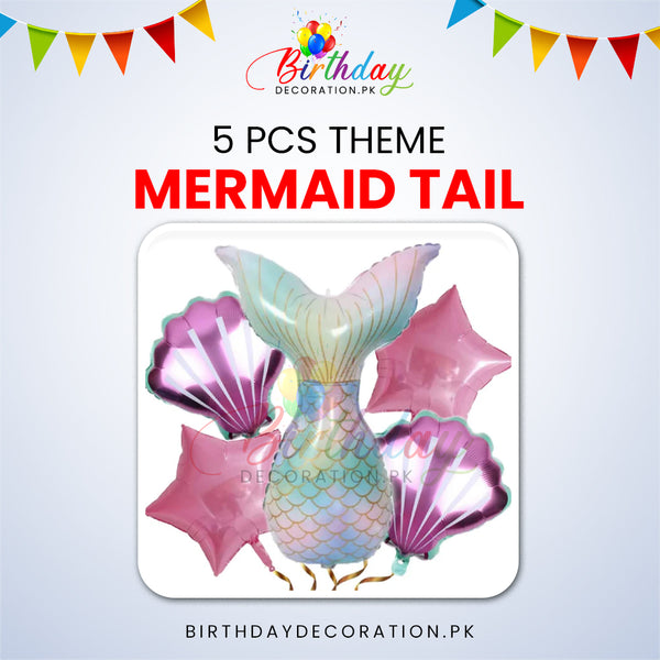 5 Pcs Mermaid Tail Foil Balloon