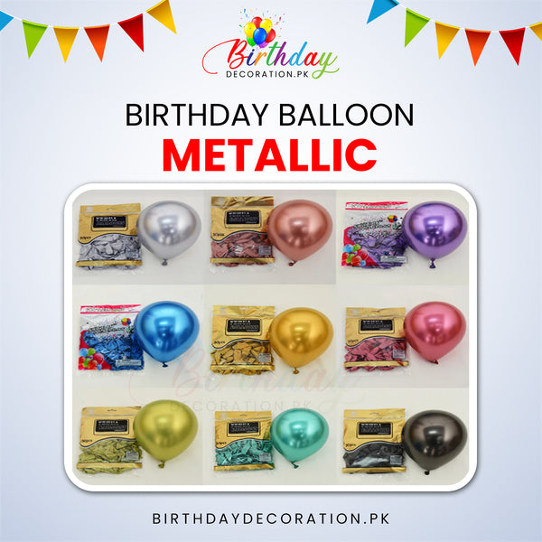 Chrome, Metallic, Shiny Latex Balloons birthdaydecoration.pk