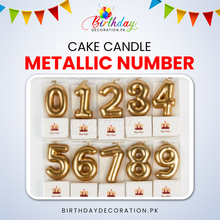 Metallic Number Cake Candle birthdaydecoration.pk