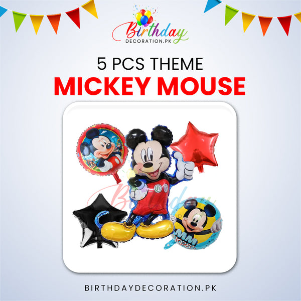 5 Pcs Standing Mickey Mouse Theme Foil Balloon