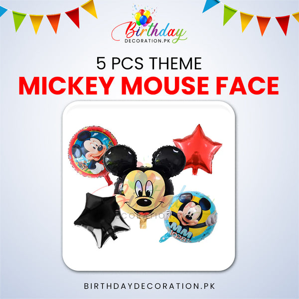 5 Pcs Mickey Mouse Face Theme Foil Balloon