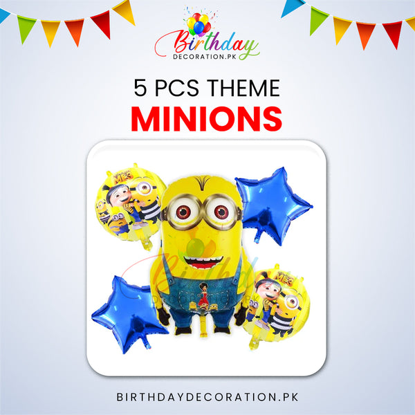 5 Pcs Minions Theme Foil Balloon