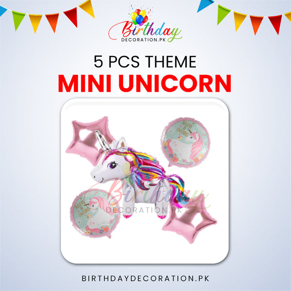 5 Pcs Mini Unicorn Theme Foil Balloon