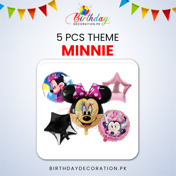 5 Pcs Minnie Theme Foil Balloon