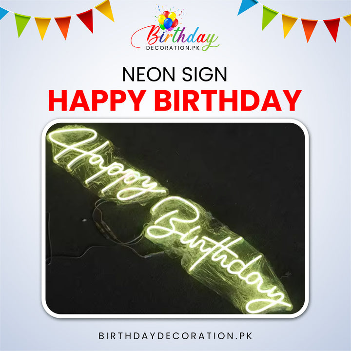 Happy Birthday Neon Sign birthdaydecoration.pk