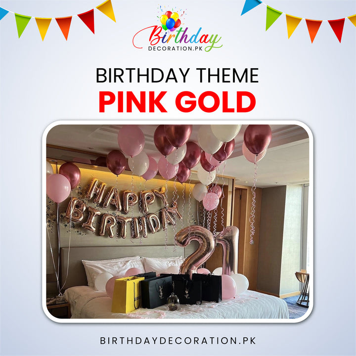 Trending Pink Gold Birthday Theme For Birthday Party birthdaydecoration.pk