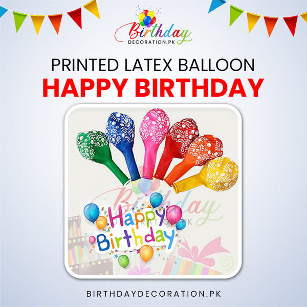 Pack Of 6 Happy Birthday Printed Latex Balloon