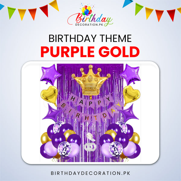 Purple Gold Birthday Theme For Birthday Party birthdaydecoration.pk