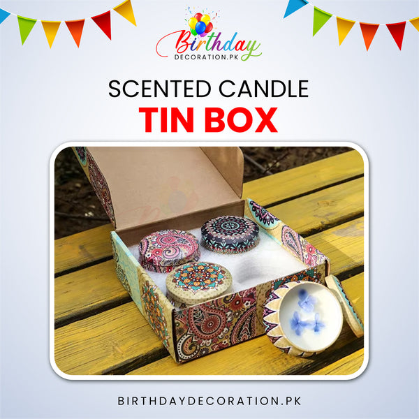 Tin Box Scented Candle birthdaydecoration.pk