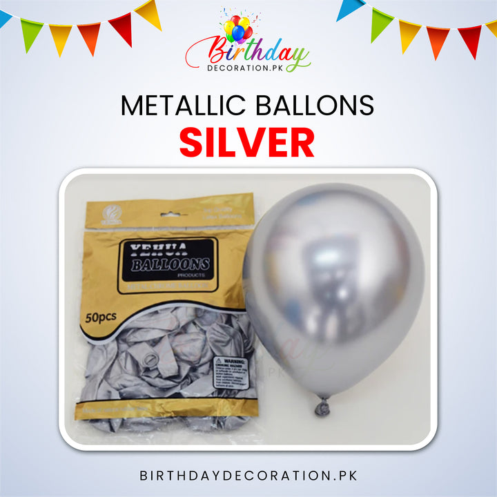 Chrome, Metallic, Shiny Latex Balloons birthdaydecoration.pk