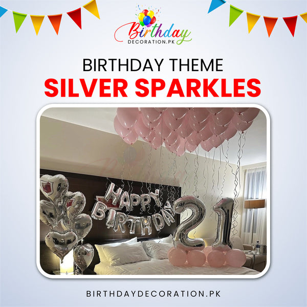 Trending Silver Sparkles Birthday Theme For Birthday Party birthdaydecoration.pk