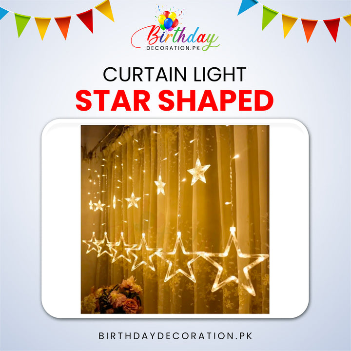 Led Stars Shape Curtain Fairy Light 12' Feet - 220 V Plug Operated My Store