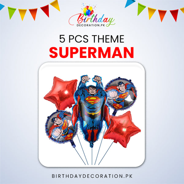 SuperMan 5 Pcs Theme Foil Balloon