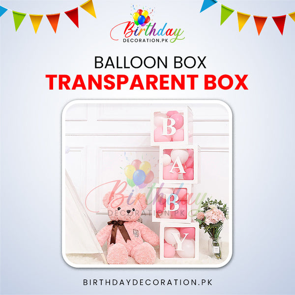 Transparent Balloon Box Set with BABY Letters – Elegant Party Decoration