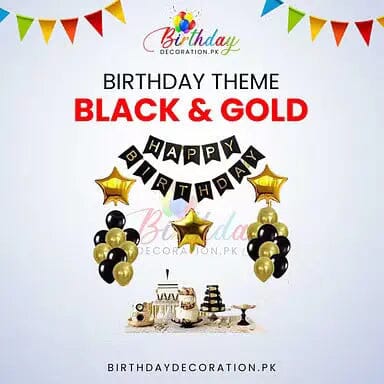 Black And Gold Birthday Theme birthdaydecoration.pk